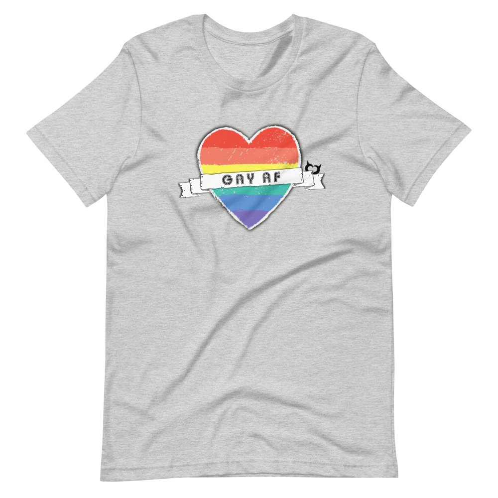 Gay AF with Crayon Heart Unisex Pride T-Shirt