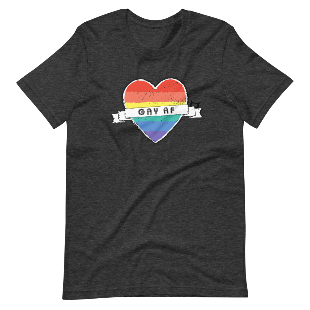 Gay AF with Crayon Heart Unisex Pride T-Shirt